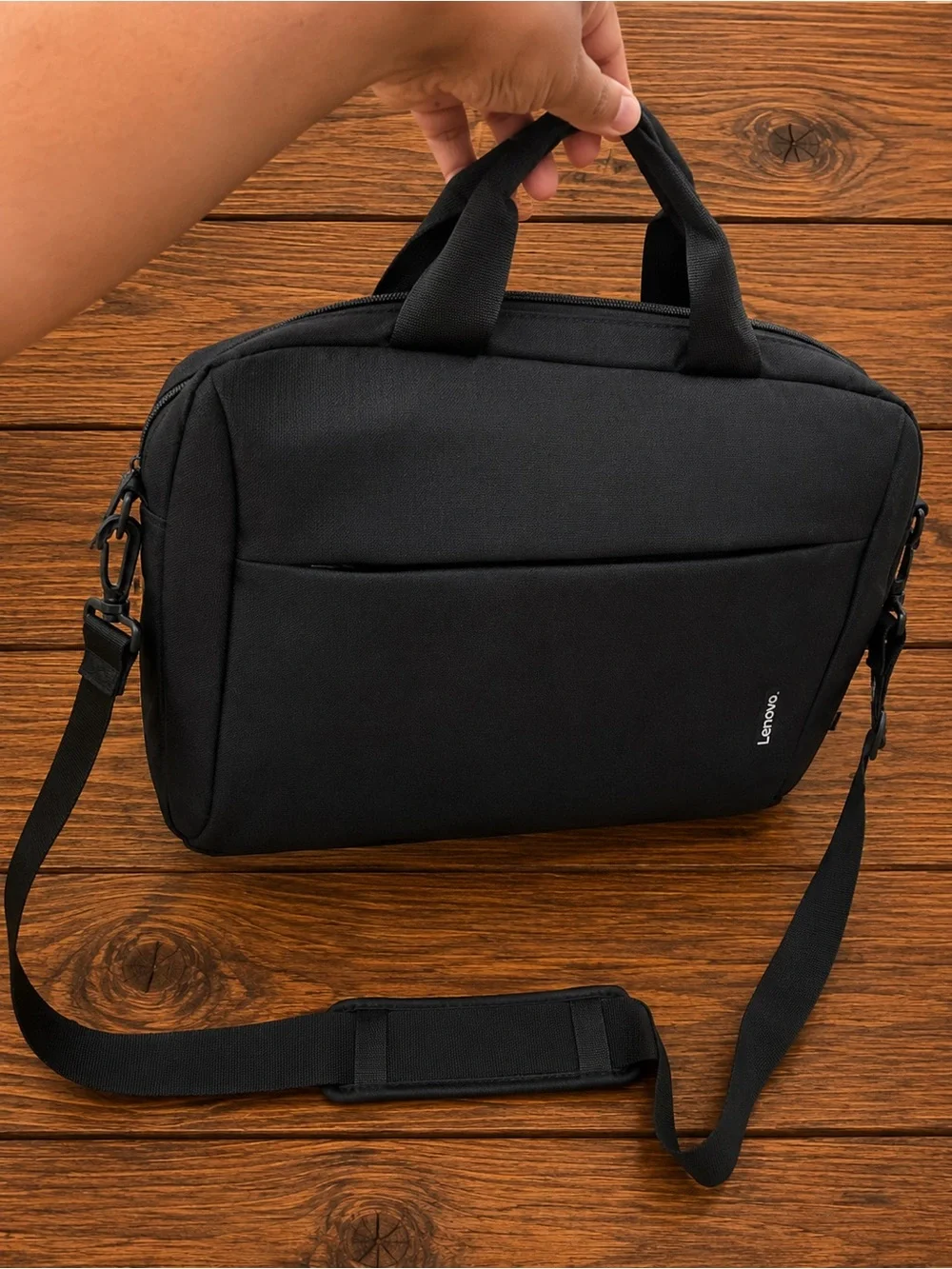 Lenovo Black Minimalist Laptop Bag with Detachable Strap